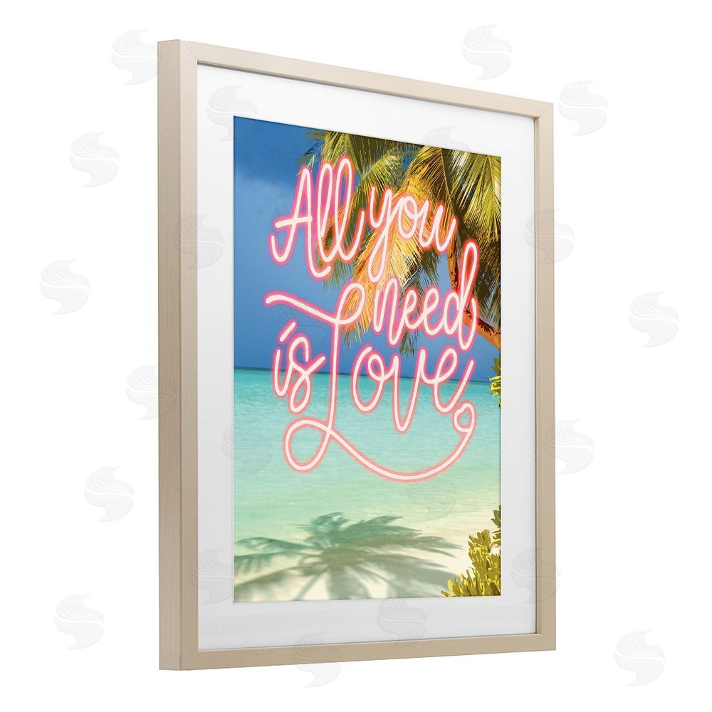 Amber Sterling Tropical All You Need Is Love Birch Framed Print Under Glass Wall Art