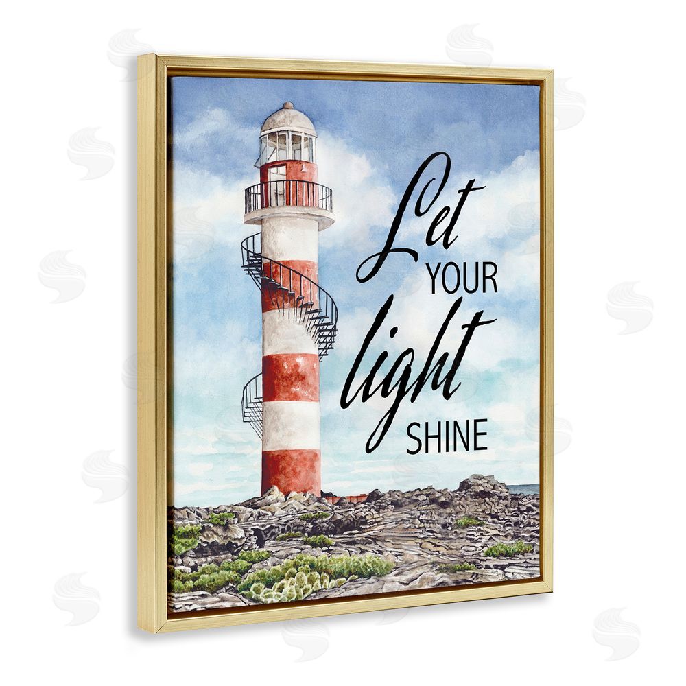 Cindy Jacobs Let Your Light Shine Beacon Gold Floating Frame Canvas Wall Art Print