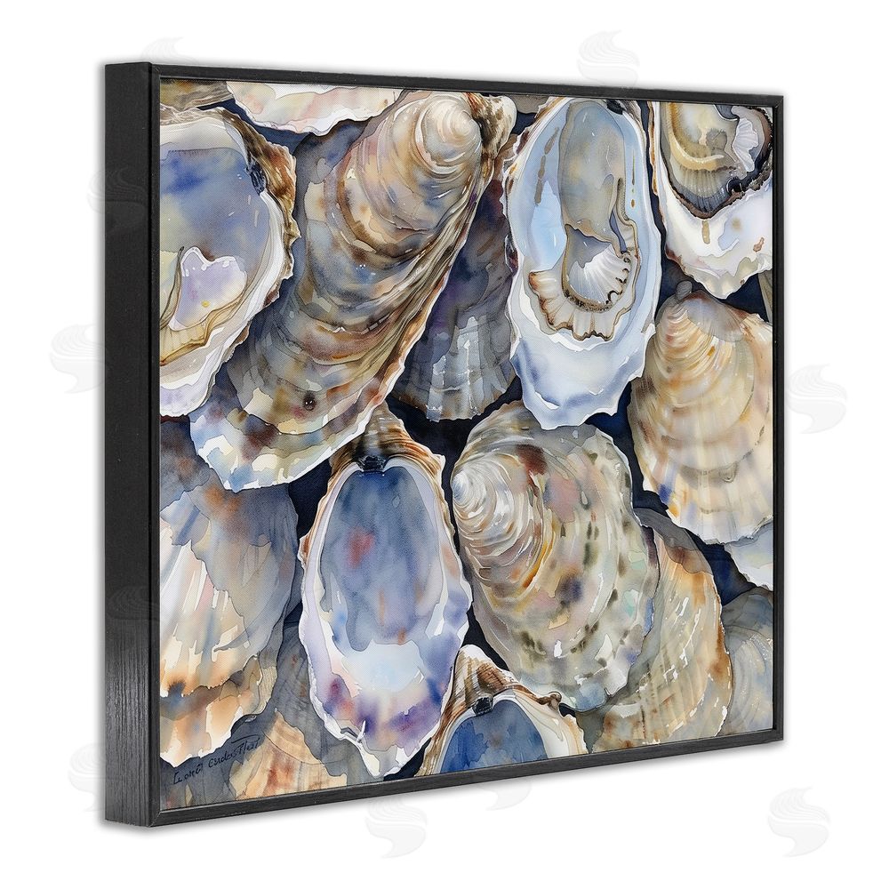 Heidi Kuntz Oyster Shellabration Pile Black Framed Giclee Wall Art Print