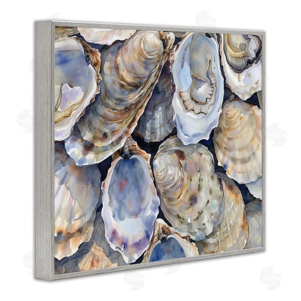 Heidi Kuntz Oyster Shellabration Pile Gray Framed Giclee Wall Art Print