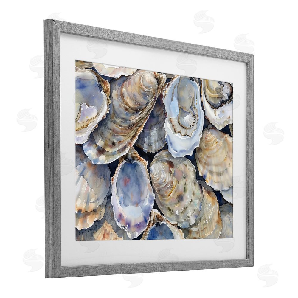 Heidi Kuntz Oyster Shellabration Pile Gray Framed Print Under Glass Wall Art