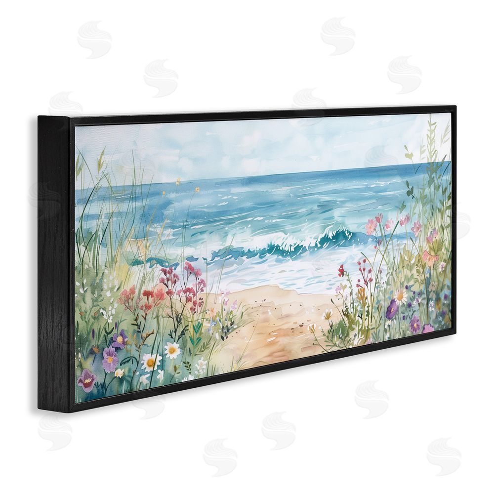 Heidi Kuntz Wildflower Seascape Beach Black Framed Giclee Wall Art Print