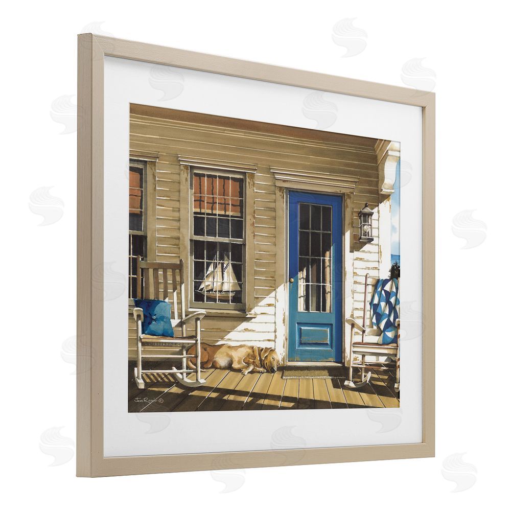 John Rossini Front Porch Gathering Birch Framed Print Under Glass Wall Art
