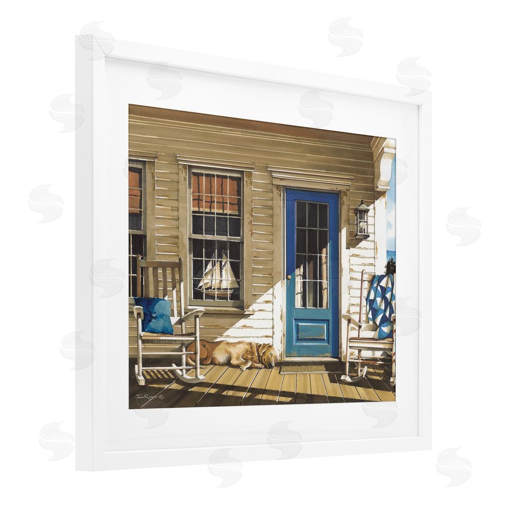 John Rossini Front Porch Gathering White Framed Print Under Glass Wall Art