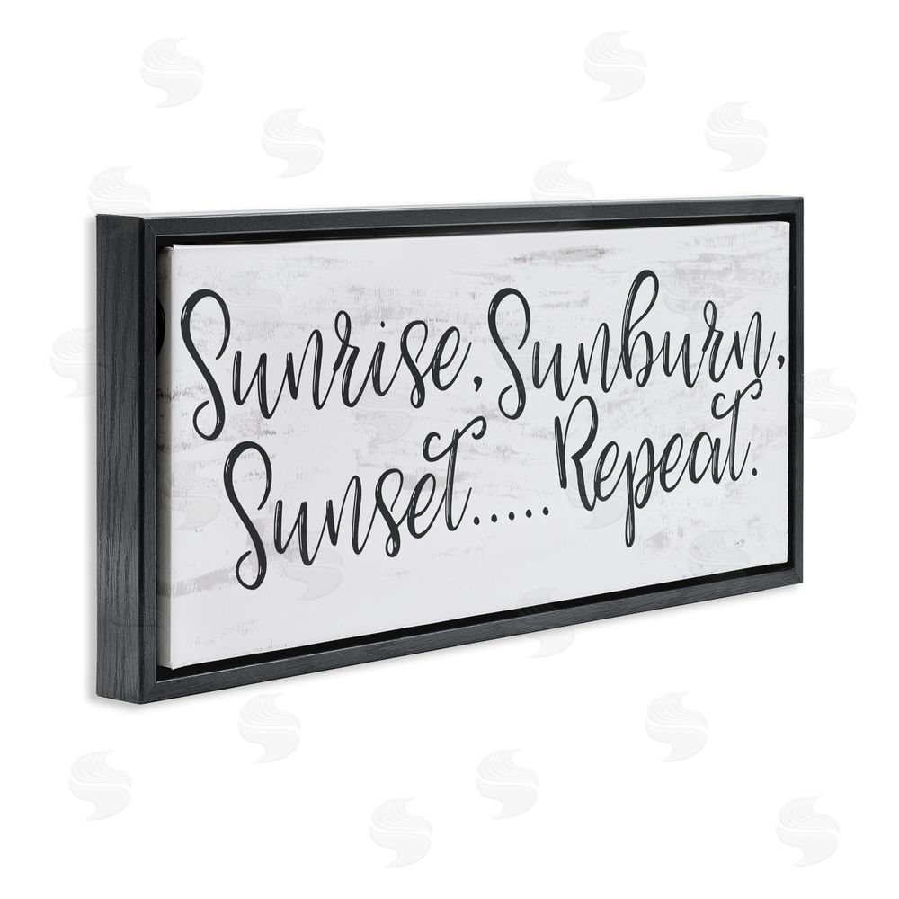 Lux + Me Designs Sunrise Sunburn Sunset Repeat Black Floating Frame Canvas Wall Art Print
