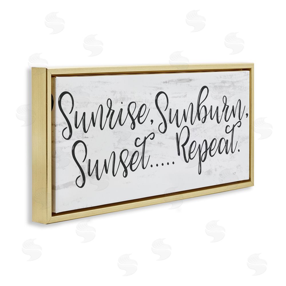 Lux + Me Designs Sunrise Sunburn Sunset Repeat Gold Floating Frame Canvas Wall Art Print