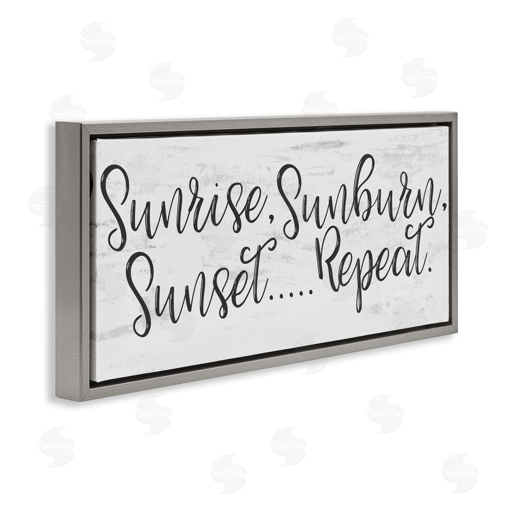 Lux + Me Designs Sunrise Sunburn Sunset Repeat Gray Floating Frame Canvas Wall Art Print