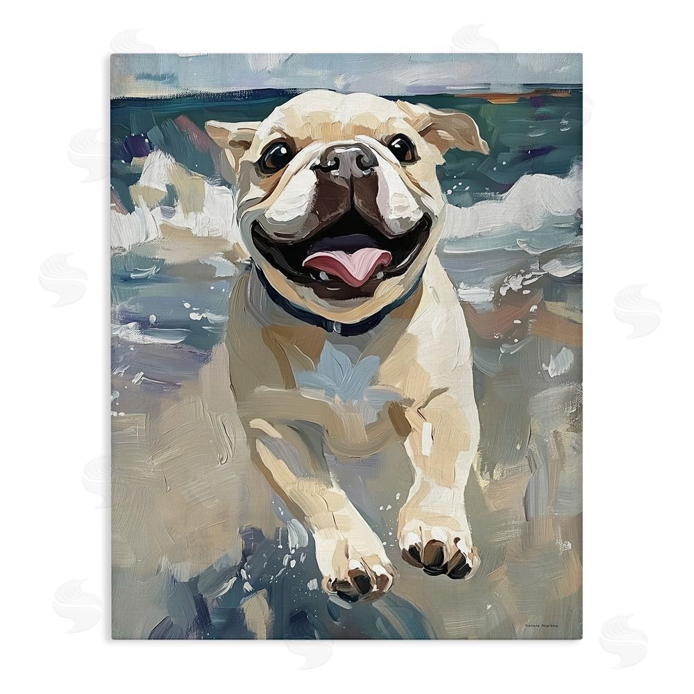 Svetlana Aleynikova Sunny Paws Dog on Beach Stretched Canvas Wall Art Print