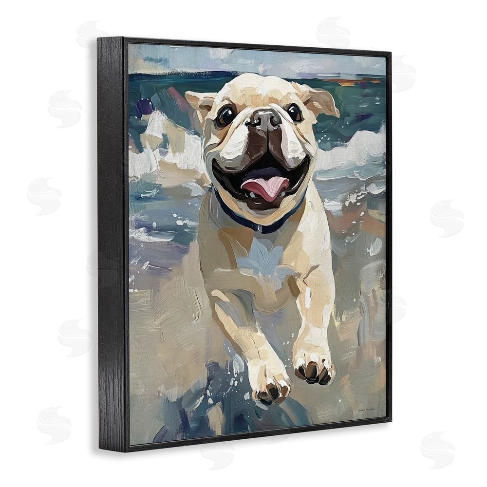 Svetlana Aleynikova Sunny Paws Dog on Beach Black Framed Giclee Wall Art Print