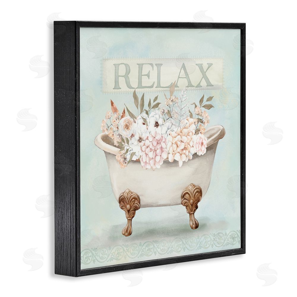 Mollie B. Relax Floral Tub Black Framed Giclee Wall Art Print