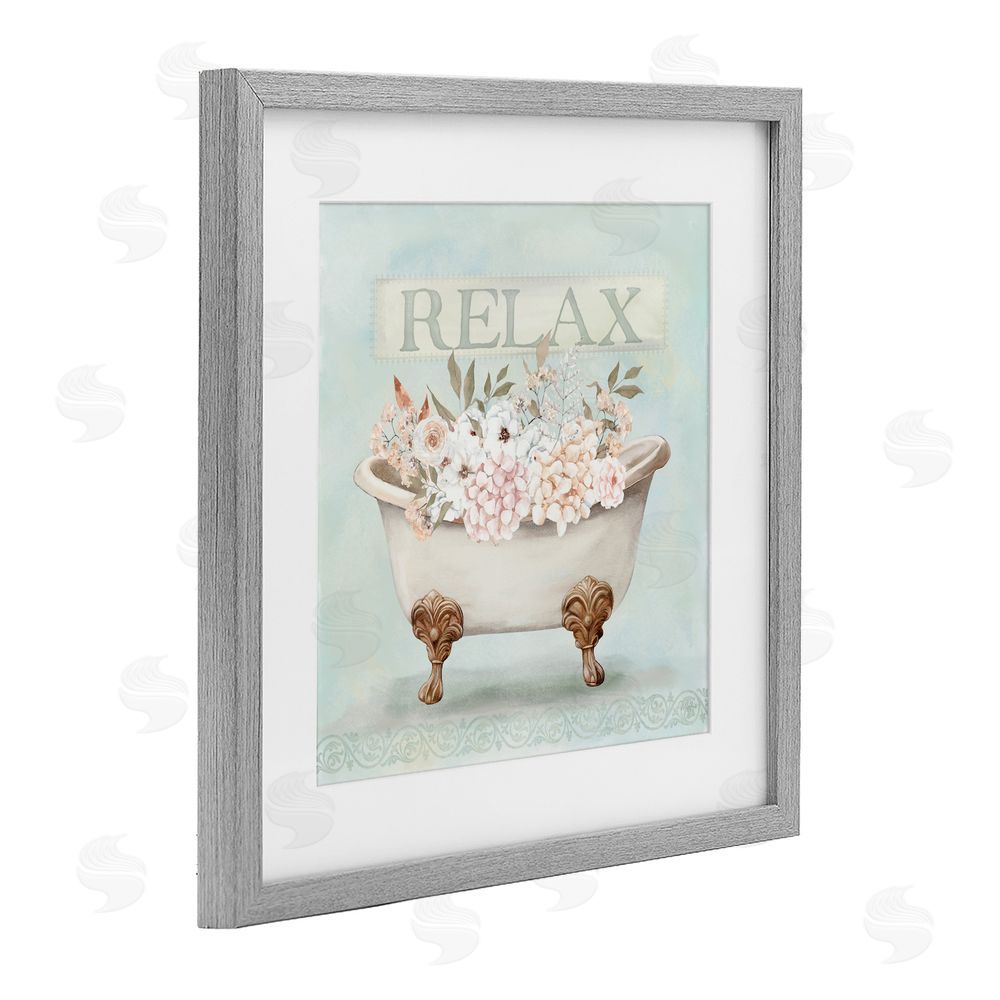 Mollie B. Relax Floral Tub Gray Framed Print Under Glass Wall Art