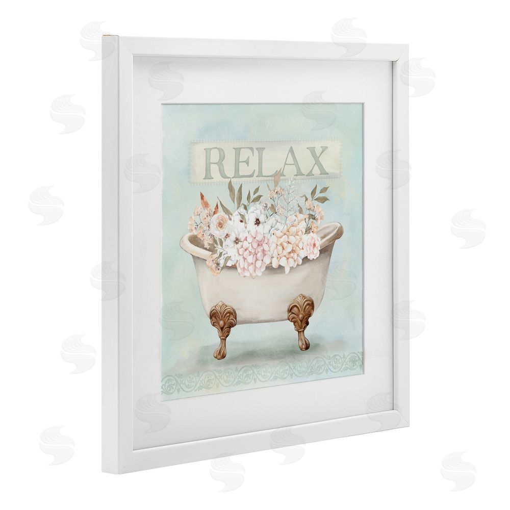 Mollie B. Relax Floral Tub White Framed Print Under Glass Wall Art