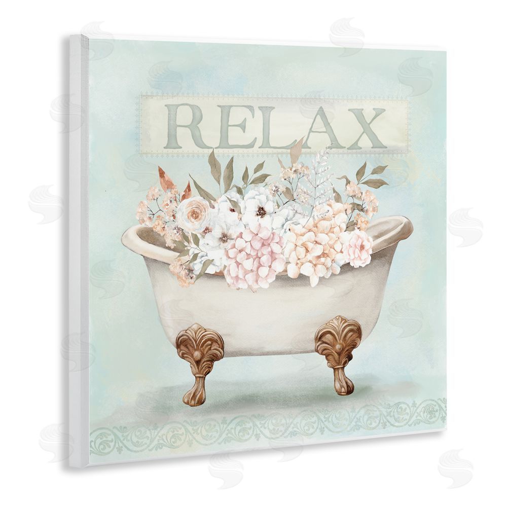 Mollie B. Relax Floral Tub Wall Plaque Art Print