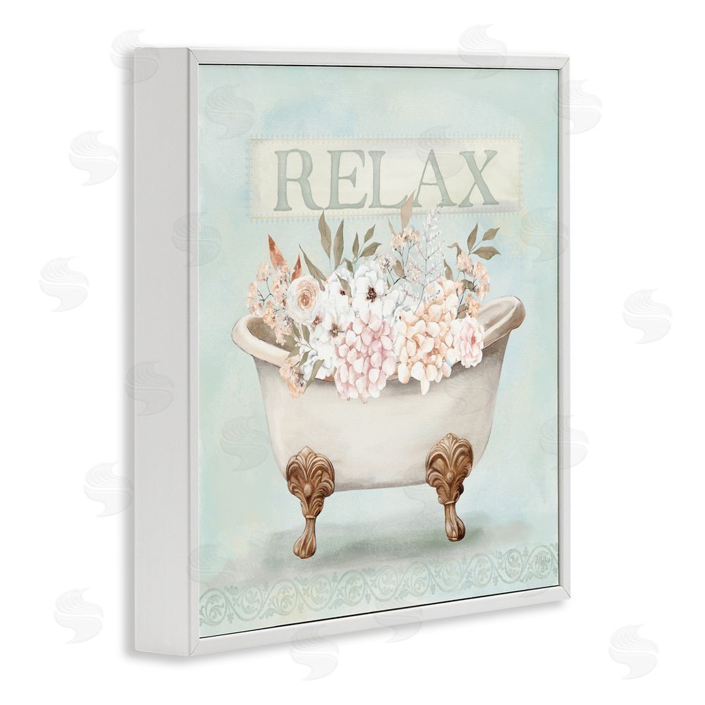 Mollie B. Relax Floral Tub White Framed Giclee Wall Art Print