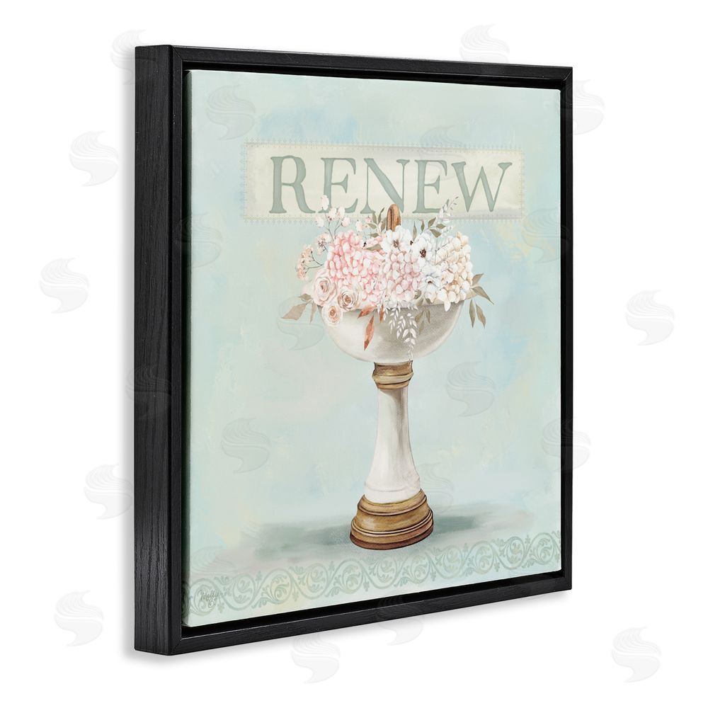 Mollie B. Renew Floral Sink Black Floating Frame Canvas Wall Art Print