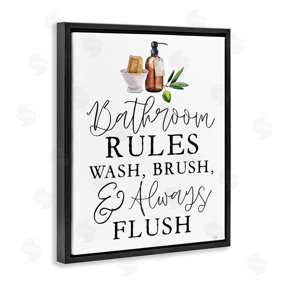 Lux + Me Designs Wash Brush & Always Flush Black Floating Frame Canvas Wall Art Print