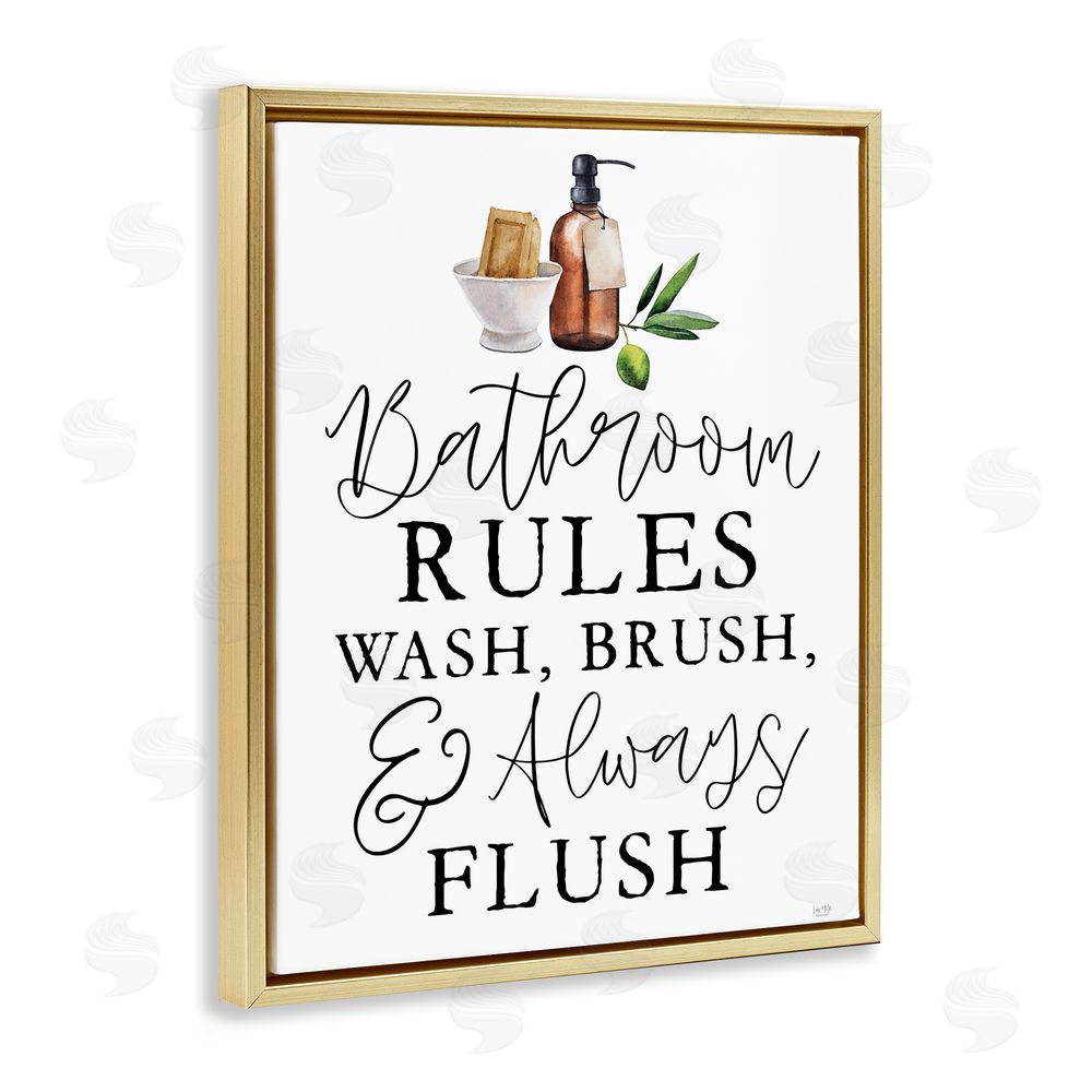 Lux + Me Designs Wash Brush & Always Flush Gold Floating Frame Canvas Wall Art Print