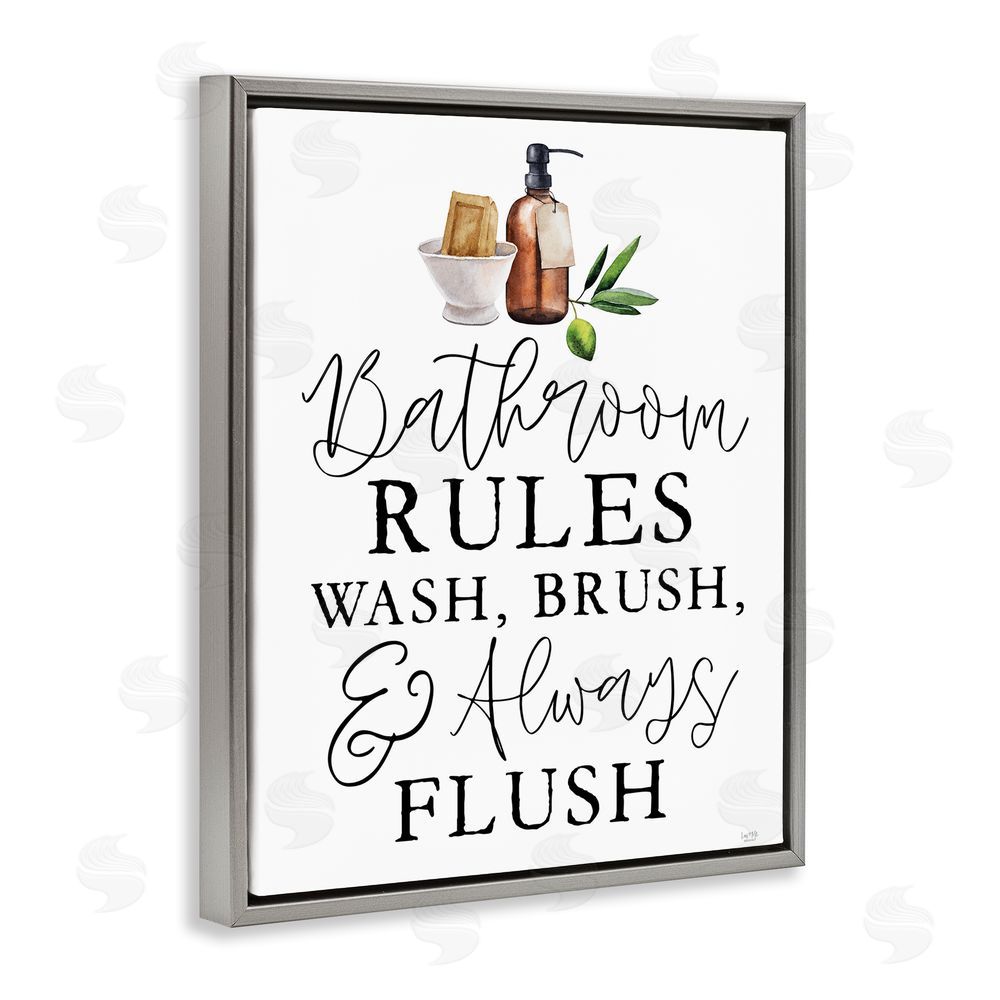 Lux + Me Designs Wash Brush & Always Flush Gray Floating Frame Canvas Wall Art Print