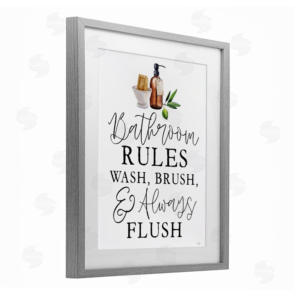 Lux + Me Designs Wash Brush & Always Flush Gray Framed Print Under Glass Wall Art