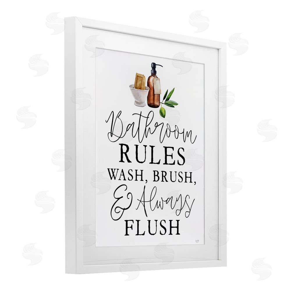 Lux + Me Designs Wash Brush & Always Flush White Framed Print Under Glass Wall Art