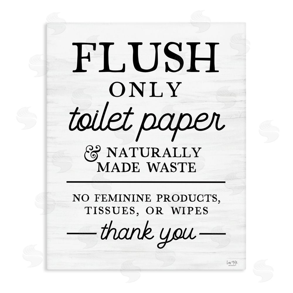Lux + Me Designs Flush Only Toilet Paper Rules Stretched Canvas Wall Art Print