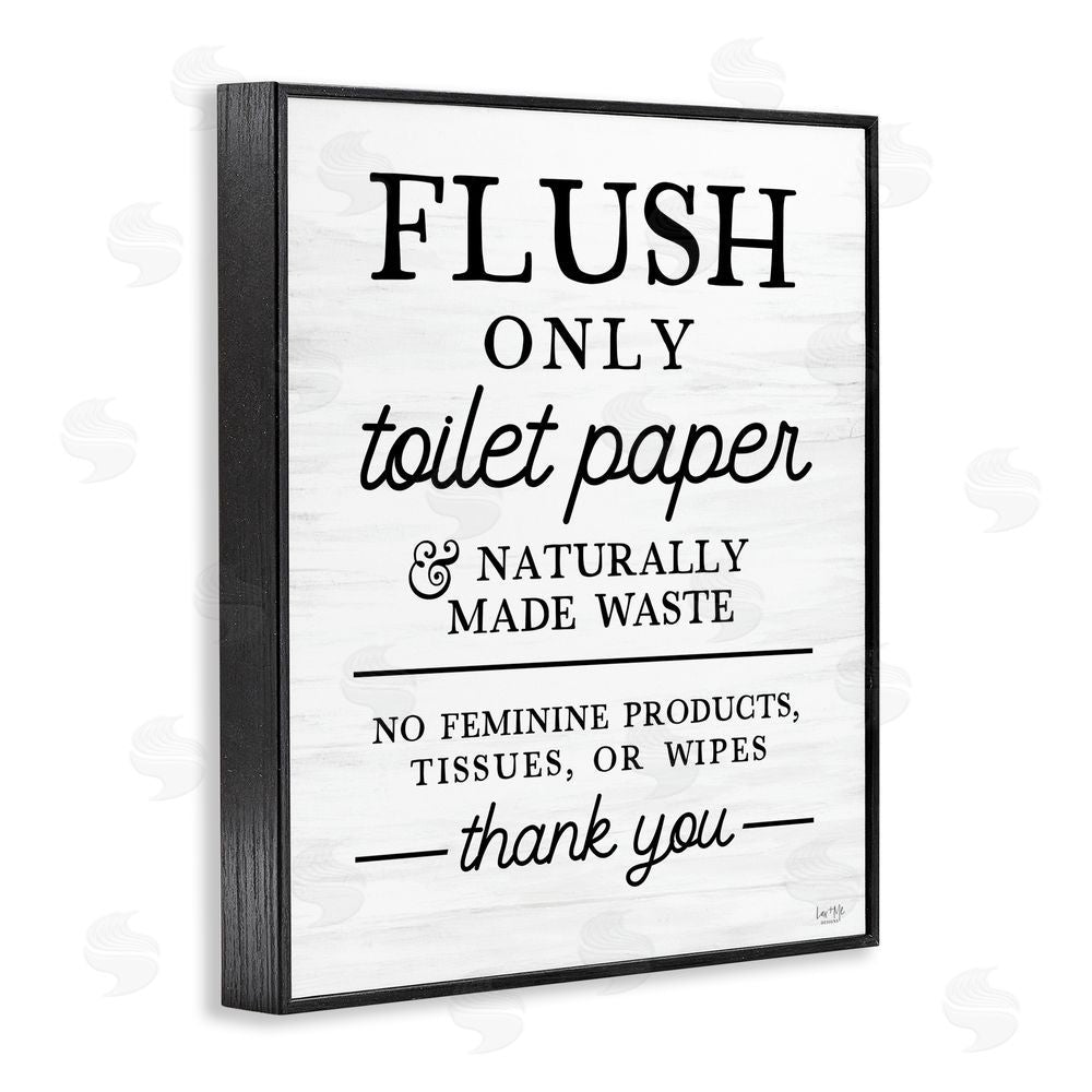 Lux + Me Designs Flush Only Toilet Paper Rules Black Framed Giclee Wall Art Print