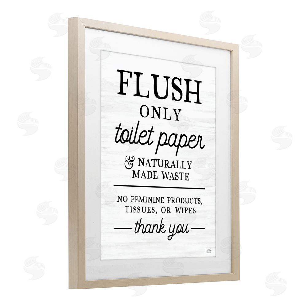 Lux + Me Designs Flush Only Toilet Paper Rules Birch Framed Print Under Glass Wall Art