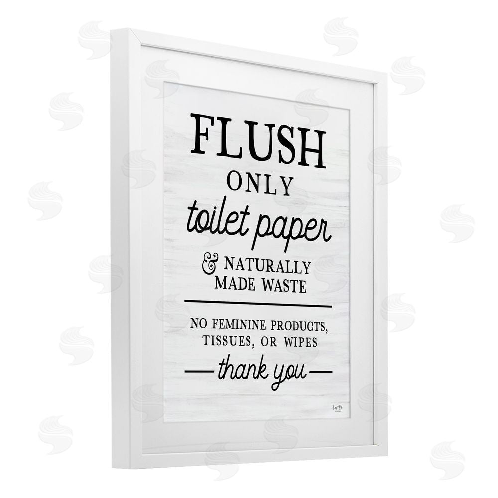 Lux + Me Designs Flush Only Toilet Paper Rules White Framed Print Under Glass Wall Art