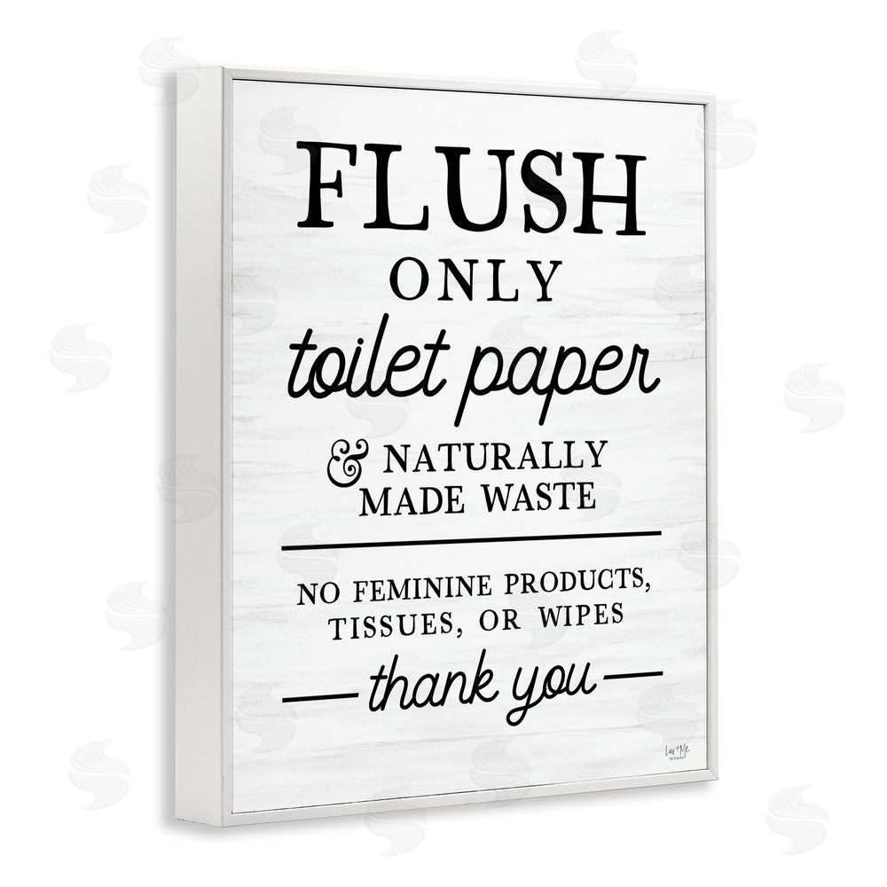 Lux + Me Designs Flush Only Toilet Paper Rules White Framed Giclee Wall Art Print