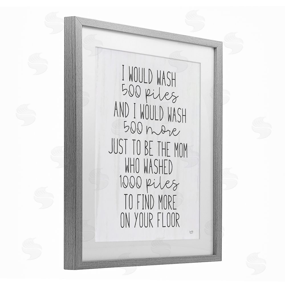 Lux + Me Designs Would Wash 500 Piles Gray Framed Print Under Glass Wall Art