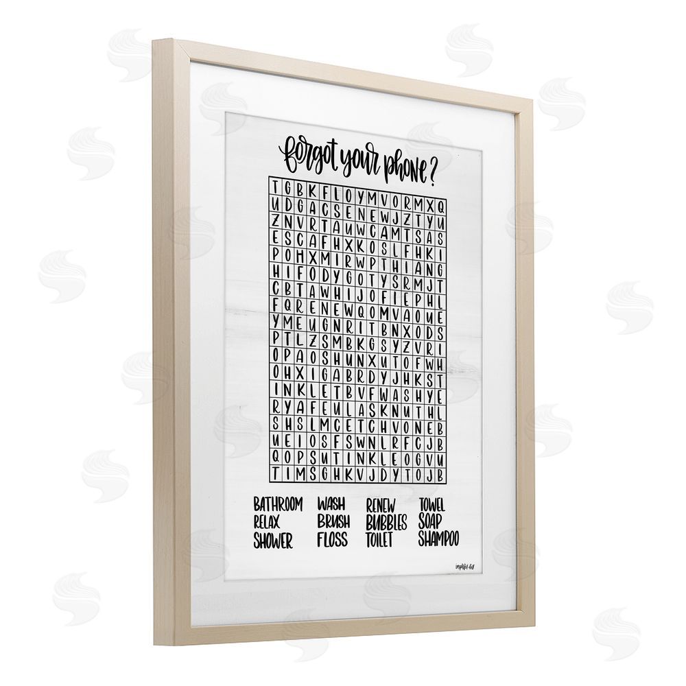 Imperfect Dust Forgot Phone Bathroom Wordsearch Birch Framed Print Under Glass Wall Art