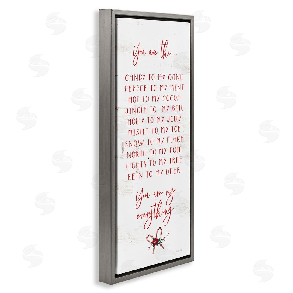 Cindy Jacobs My Everything Holiday Romance Gray Floating Frame Canvas Wall Art Print