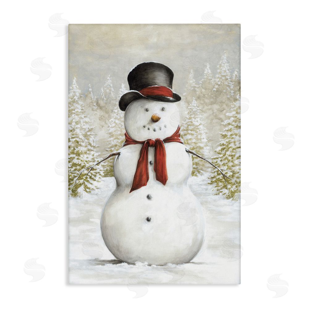 Dogwood Portfolio Traditional Snowman in Clearing Canvas Wall Art Print
