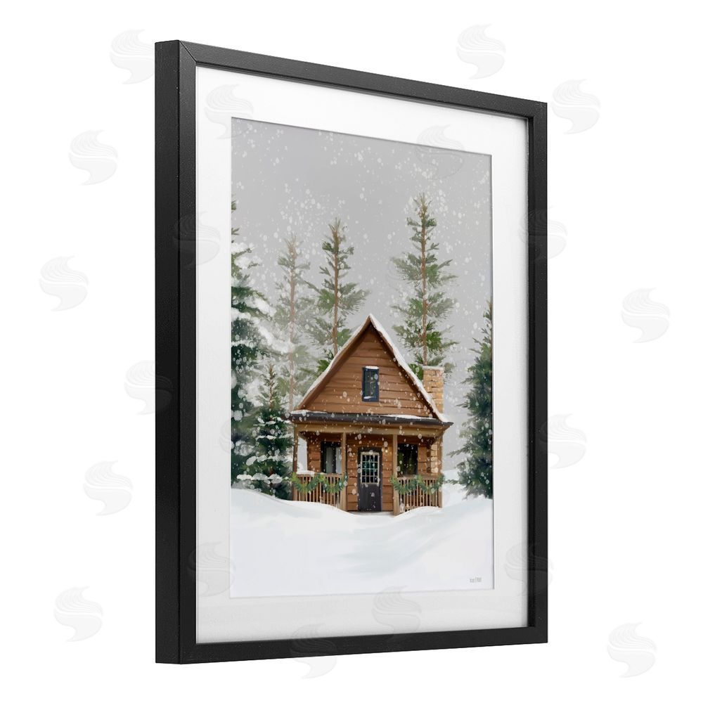 House Fenway Cozy Snowy Forest Cabin Black Framed Print Under Glass Art