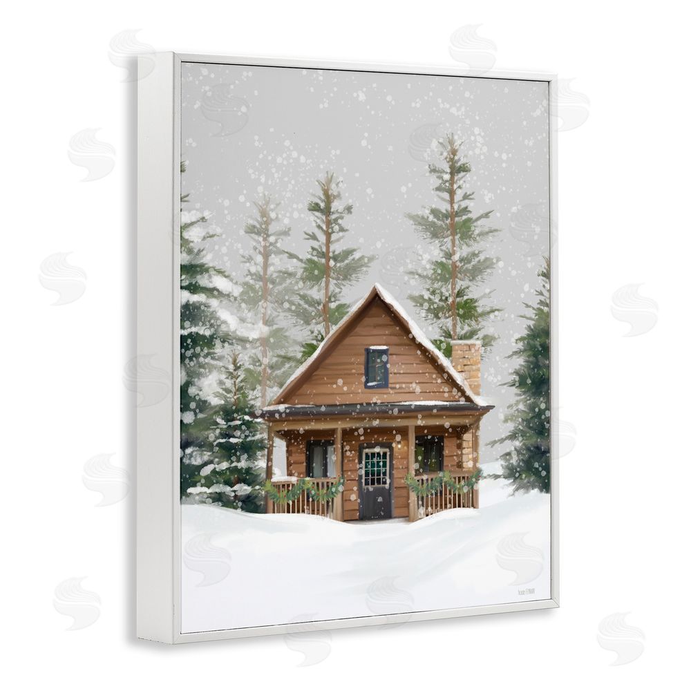 House Fenway Cozy Snowy Forest Cabin White Frame Giclee Art Print