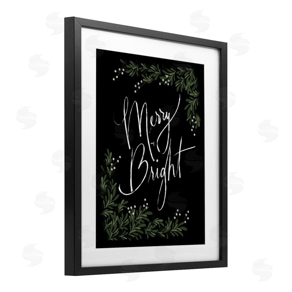 Dogwood Portfolio Minimal Merry & Bright with Botanicals Black Framed Print Under Glass Art