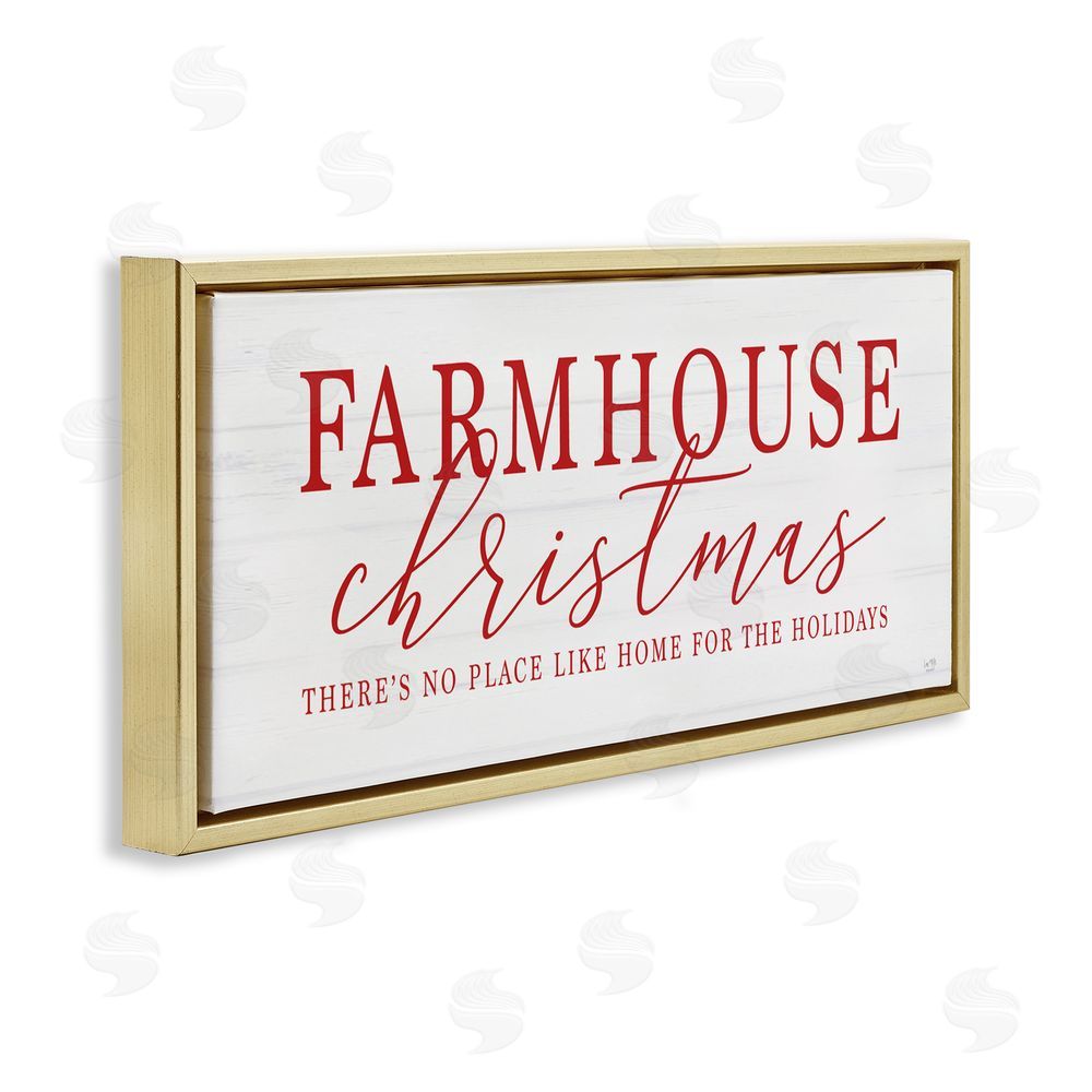 Lux + Me Designs Farmhouse Christmas No Place Like Home Gold Floating Frame Canvas Art Print