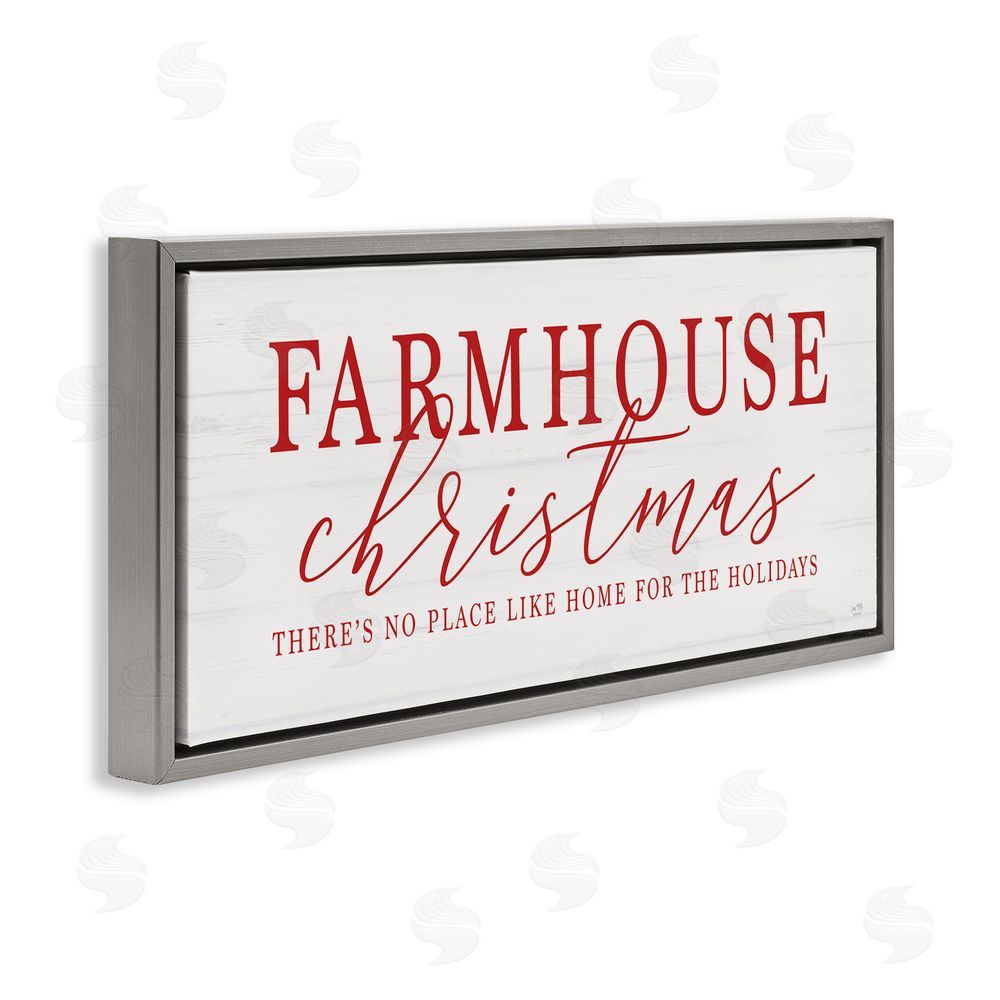 Lux + Me Designs Farmhouse Christmas No Place Like Home Gray Floating Frame Canvas Art Print