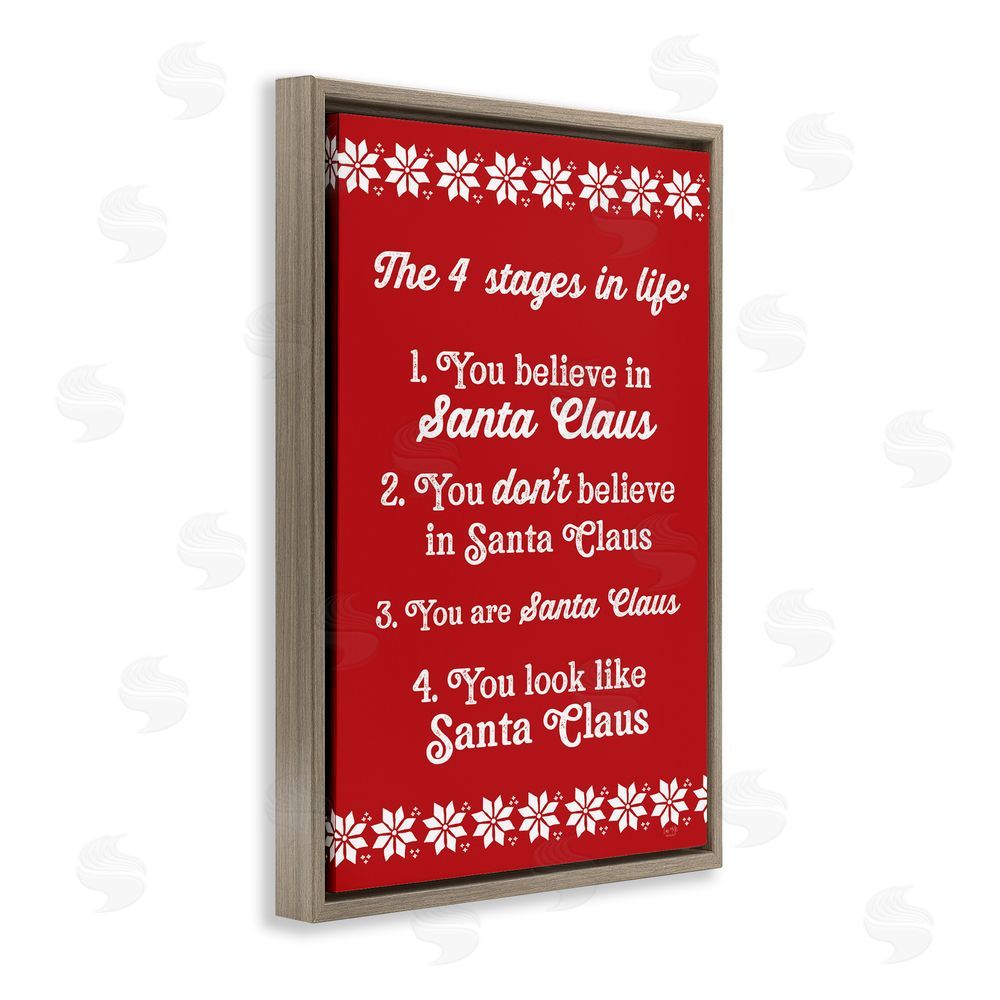 Lux + Me Designs Santa Claus Four Stages in Life Brown Floating Frame Canvas Art Print