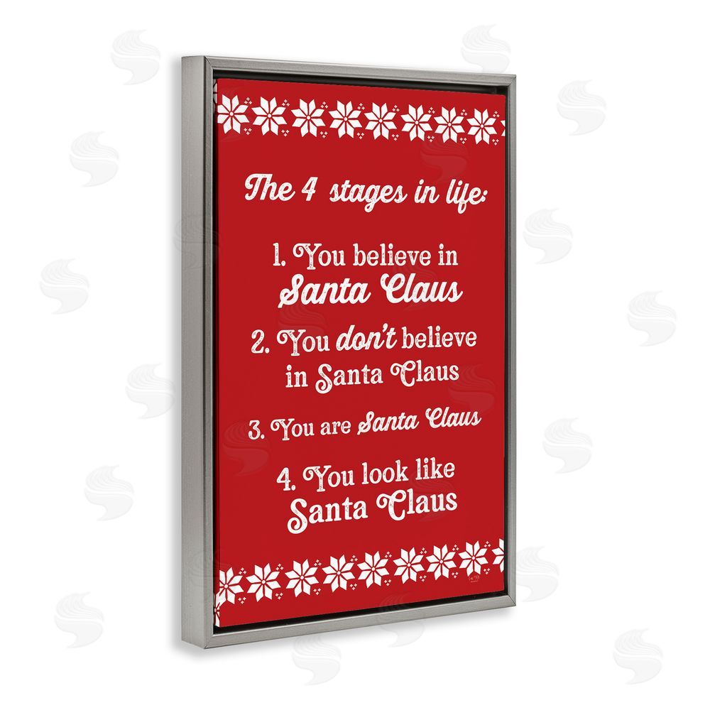Lux + Me Designs Santa Claus Four Stages in Life Gray Floating Frame Canvas Art Print