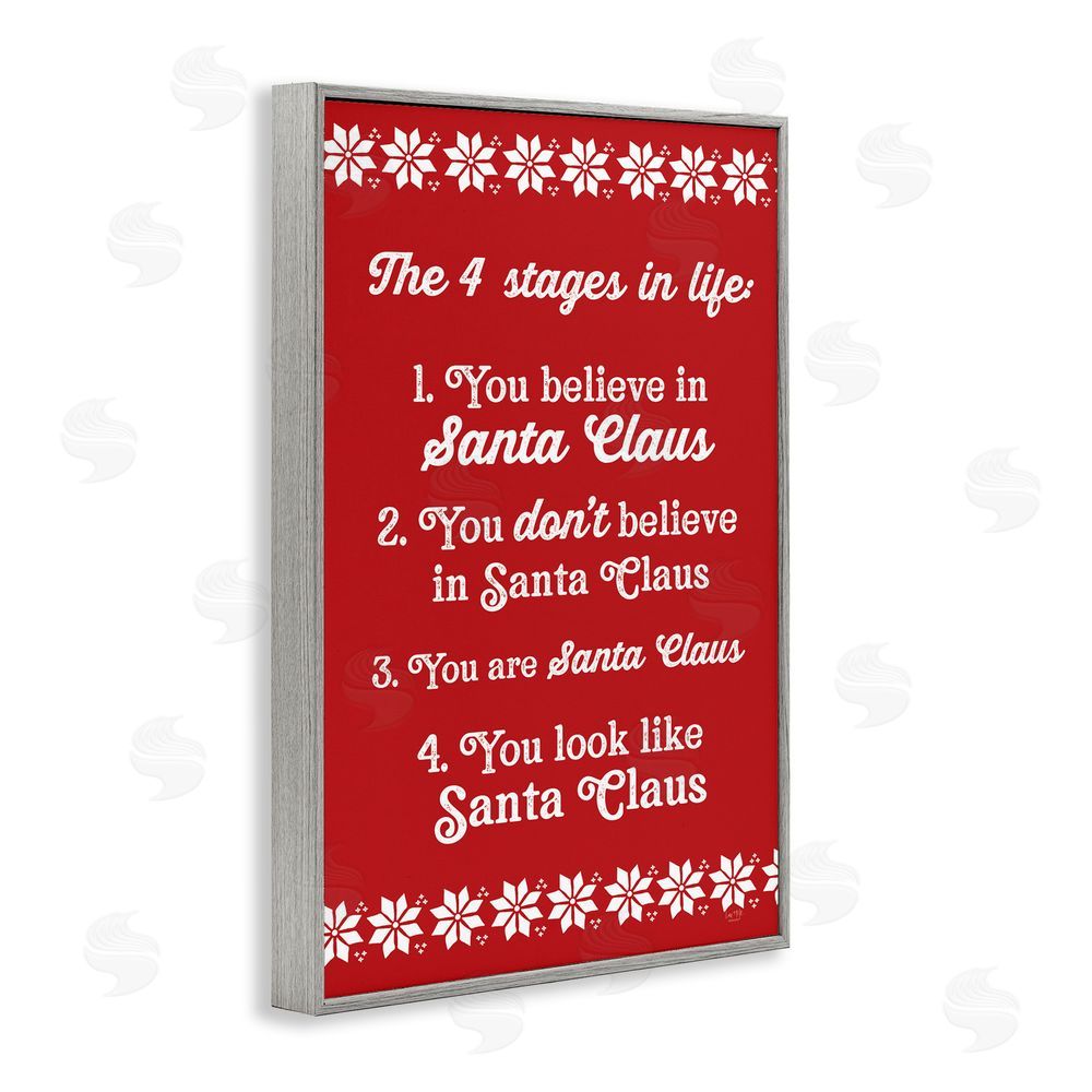 Lux + Me Designs Santa Claus Four Stages in Life Gray Framed Giclee Art Print