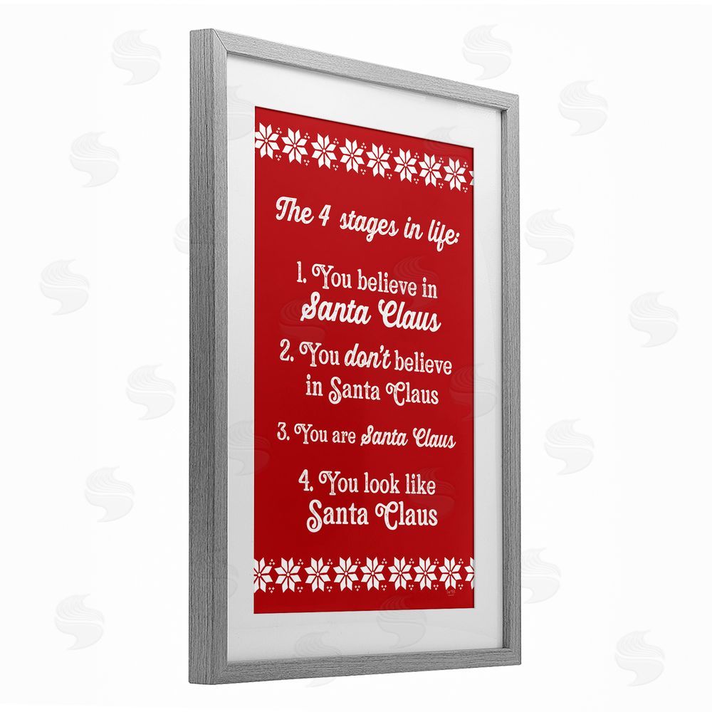 Lux + Me Designs Santa Claus Four Stages in Life Gray Framed Print Under Glass Art