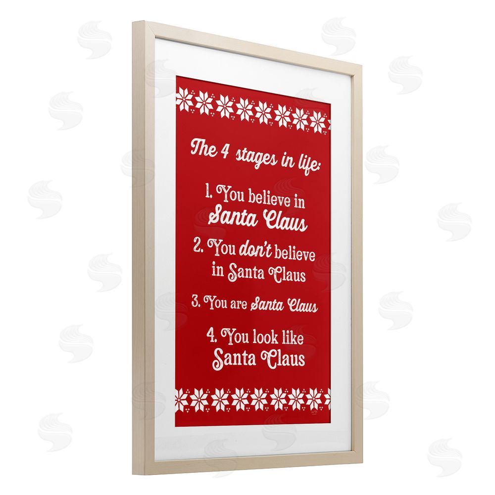 Lux + Me Designs Santa Claus Four Stages in Life Birch Framed Print Under Glass Art