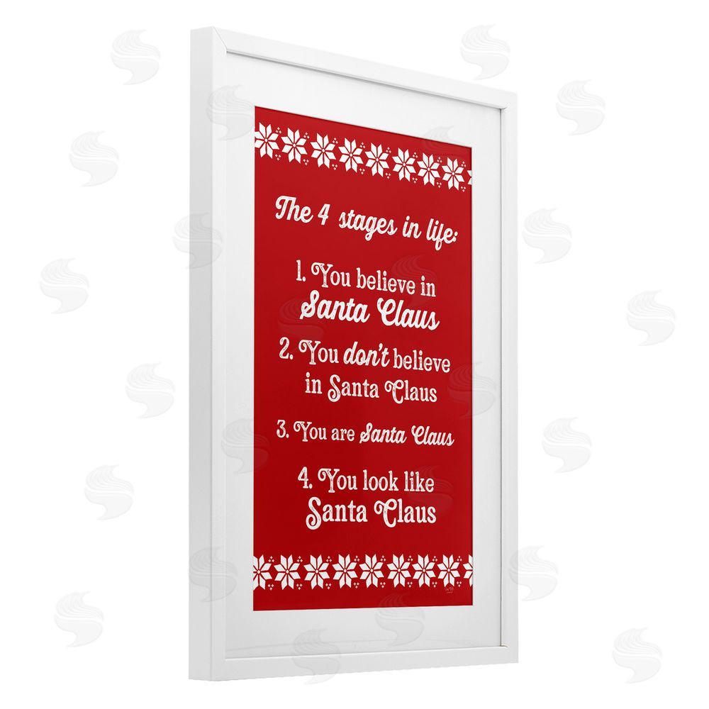 Lux + Me Designs Santa Claus Four Stages in Life White Framed Print Under Glass Art