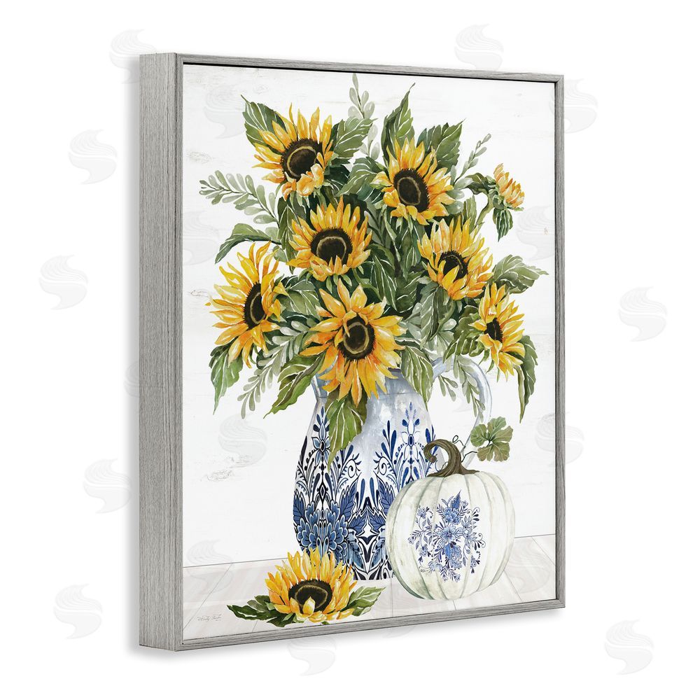 Cindy Jacobs Imperial Autumn Sunflowers Gray Framed Giclee Wall Art Print