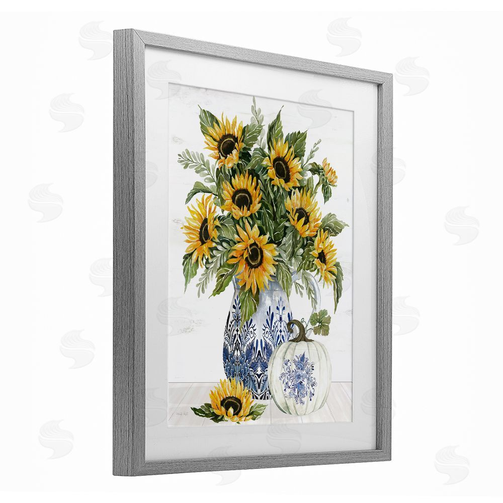 Cindy Jacobs Imperial Autumn Sunflowers Gray Framed Print Under Glass Wall Art