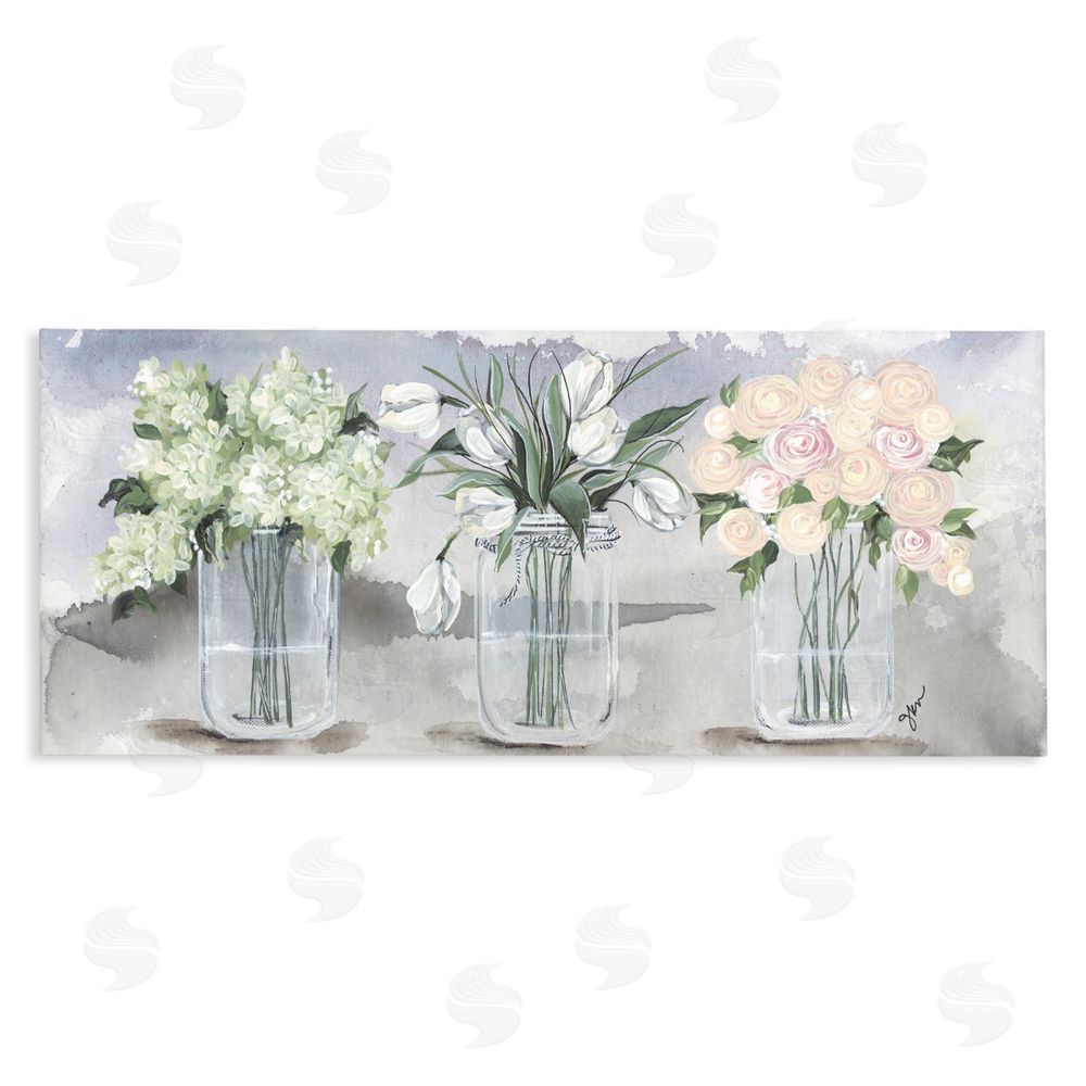 Julie Norkus Mason Jar Flower Watercolor Stretched Canvas Wall Art Print