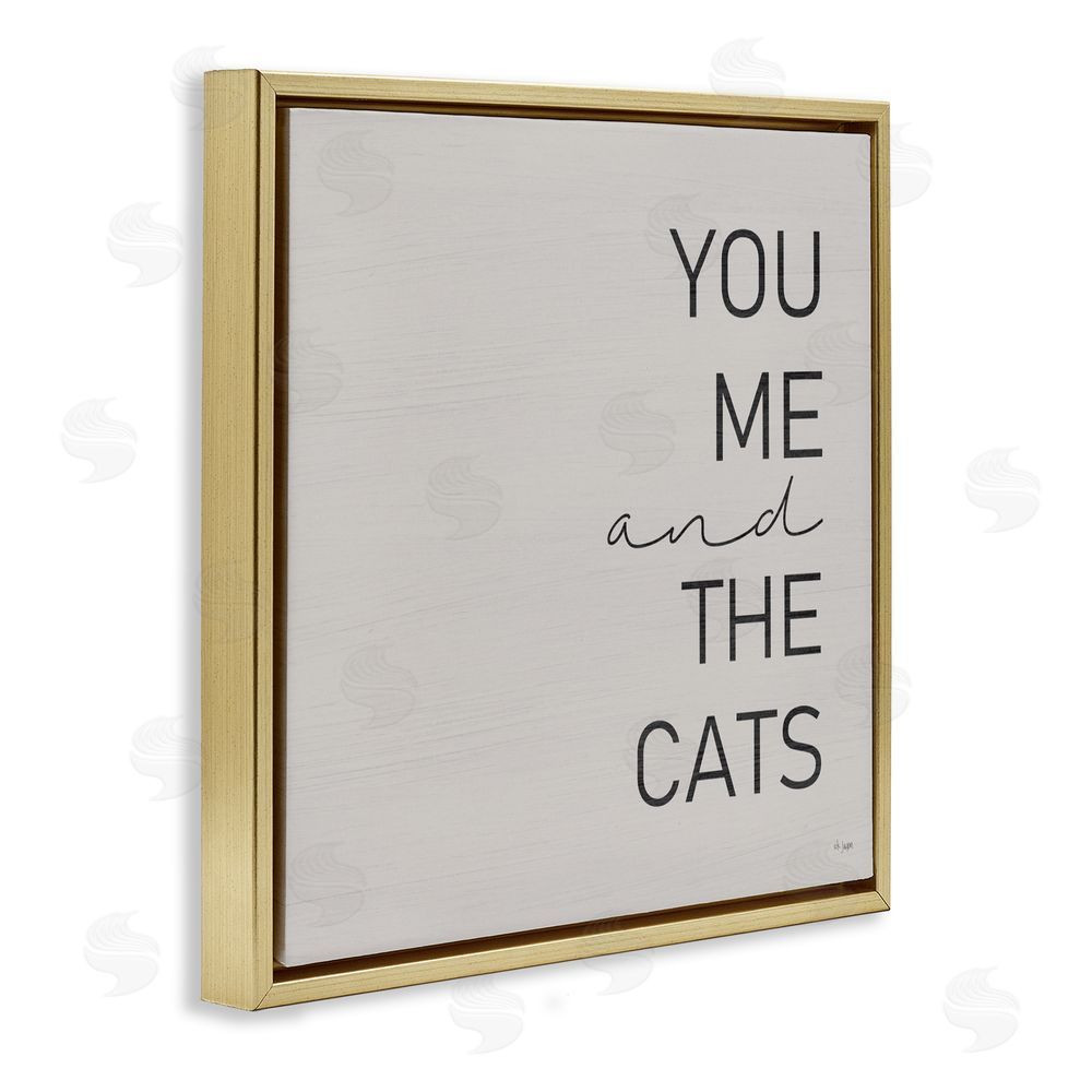 Jaxn Blvd. Minimal You Me & Cats Gold Floating Frame Canvas Wall Art Print