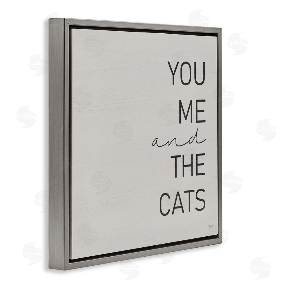 Jaxn Blvd. Minimal You Me & Cats Gray Floating Frame Canvas Wall Art Print