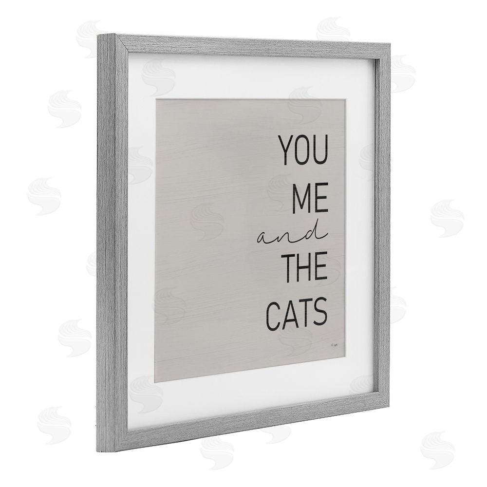 Jaxn Blvd. Minimal You Me & Cats Gray Framed Print Under Glass Wall Art